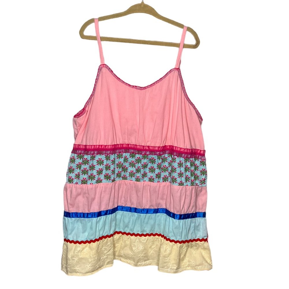 Vintage 00s Y2K Unfabulous Youth Girls 14 Pink Striped Tiered Tunic Top Dress
